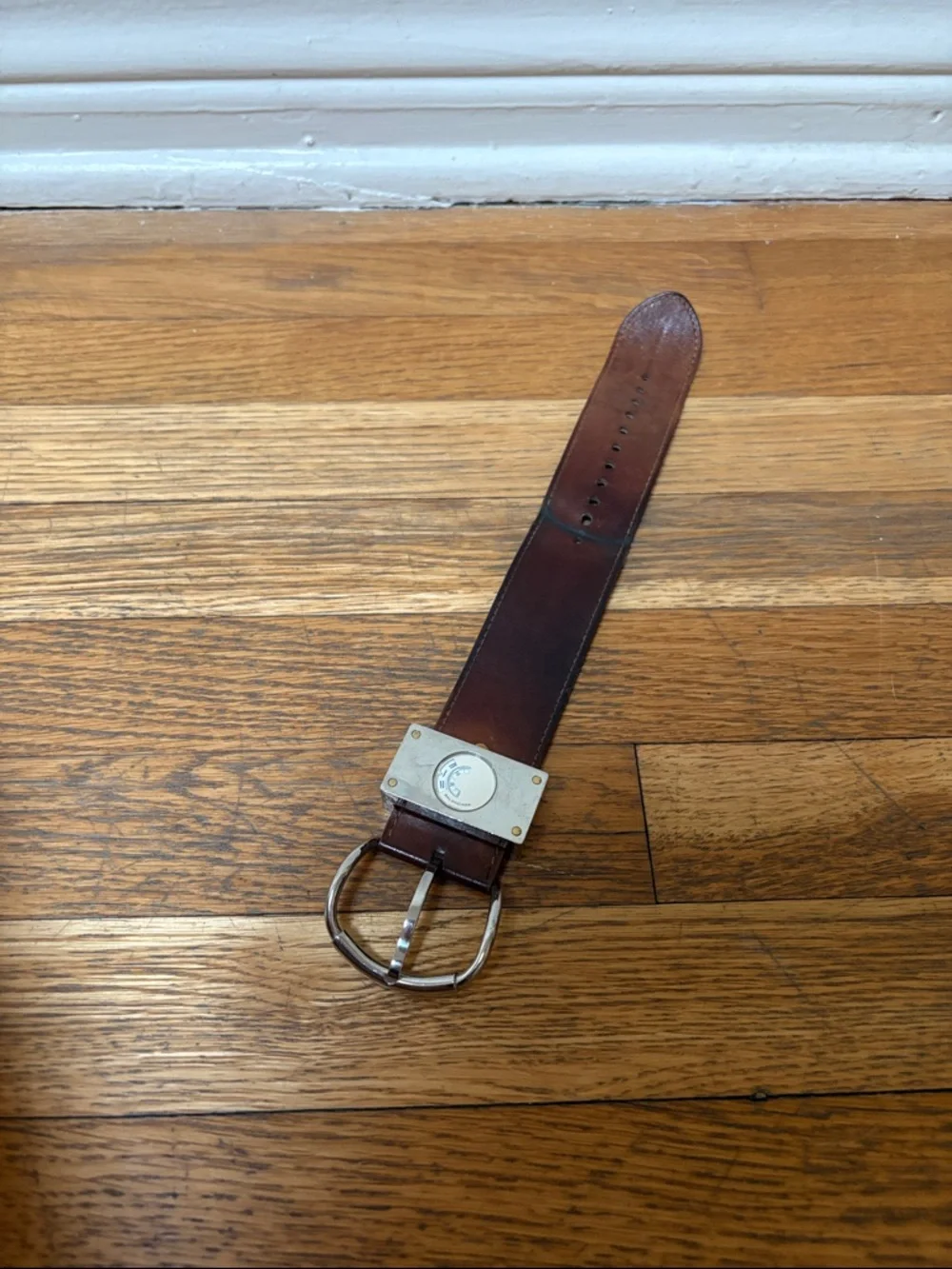Nicholas Ghesquiere era Balenciaga Silver Rectangular Watch with Leather Strap